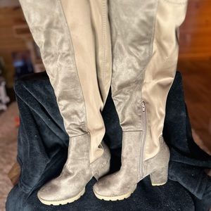 Over the knee lug sole boots